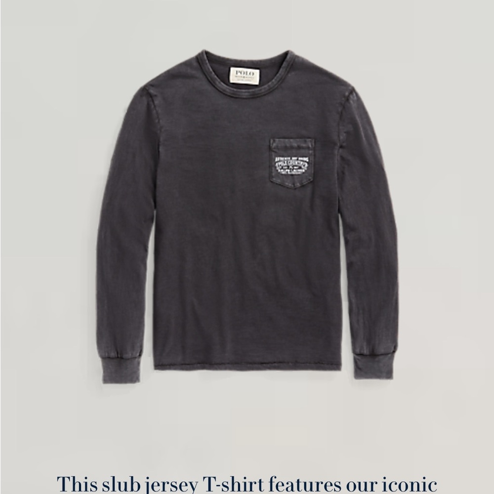 Ralph Lauren Men's Charcoal Long Sleeve Tee